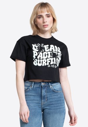 Ocean Pacific, OCEAN PACIFIC FRAUEN T-SHIRT CROPPED PUNTA MITA - Majica kratkih rukava s printom - black light blue