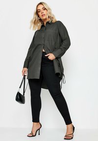 Yours Clothing - TIE DETAIL - Button-down blouse - grey Thumbnail Image 1