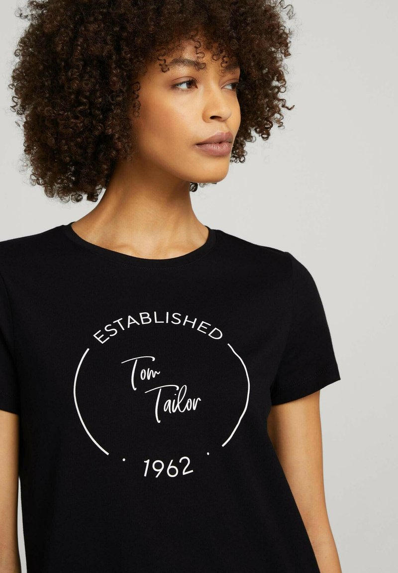 Damen T-Shirts | TOM TAILOR T-Shirt print deep black/schwarz - ZV30480 Damen T-Shirts | TOM TAILOR T-Shirt print deep black/schwarz - ZV30480