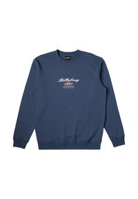 Felpa blu navy a girocollo realizzata in un tessuto morbido. Presenta il logo bianco "Billabong" con motivi, polsini e vita a coste.