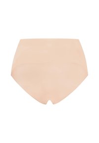 Slip a vita alta beige chiaro con una texture liscia. Design senza cuciture e motivo sottile, che offre una copertura totale e comfort.