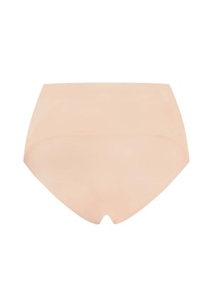 Slip a vita alta beige chiaro con una texture liscia. Design senza cuciture e motivo sottile, che offre una copertura totale e comfort.
