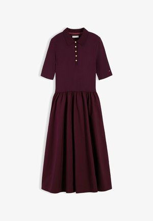 Tommy Hilfiger, TOMMY HILFIGER MIDI FIT AND FLARE POLO DRESS - Vestido camisero - deep burgundy