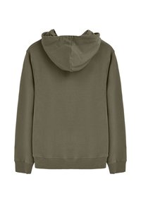 Felpa con cappuccio in verde oliva, realizzata in tessuto morbido. Presenta una tasca a marsupio e polsini e orlo a costine, con un fit rilassato.