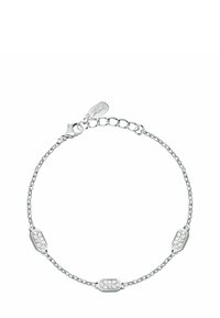 Silverarmband med en delikat kedjedesign och tre rektangulära accenter, varje prydd med klara, glittrande kristaller.