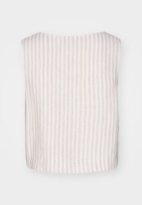 Linnen tanktop met een losse pasvorm, voorzien van lichtbeige en witte verticale strepen, een ronde halslijn en een zoom die iets gebogen is aan de achterkant.