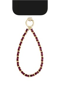 Bordowy pasek łańcuchowy ze złotymi elementami. Ogniwa są splecione, posiadają gładką fakturę. Przymocowany za pomocą okrągłego, złotego pierścienia na górze.