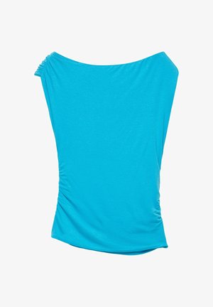 PULL&BEAR, GATHERED ASYMMETRIC - TOP - T-shirt con stampa - turquoise