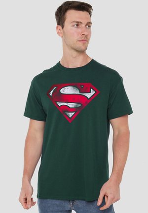 Warner Brothers, SUPERMAN/WAR TORN SHIELD - Print T-shirt - dark green