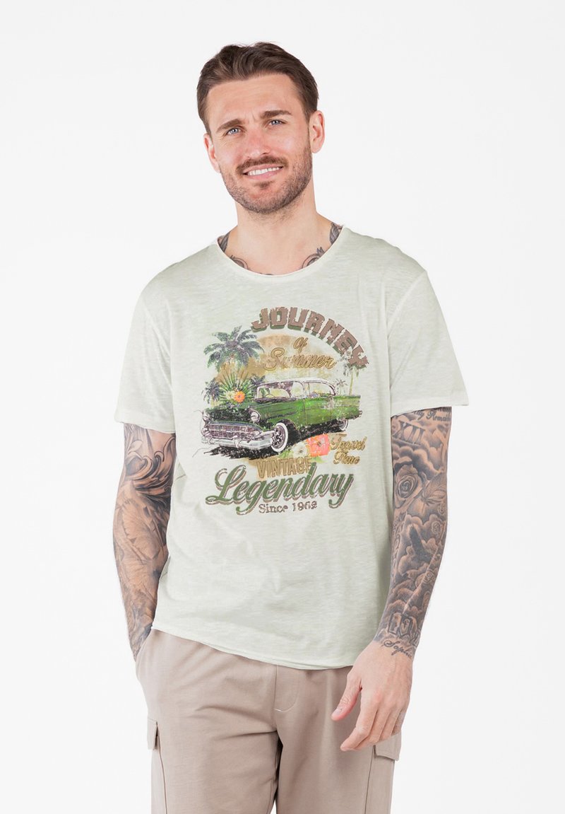 Key Largo MT JOURNEY ROUND - Camiseta estampada - offwhite