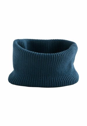 Collo blu a coste, caratterizzato da un design largo e confortevole con una texture morbida. Il tessuto è spesso e mantiene una forma strutturata.