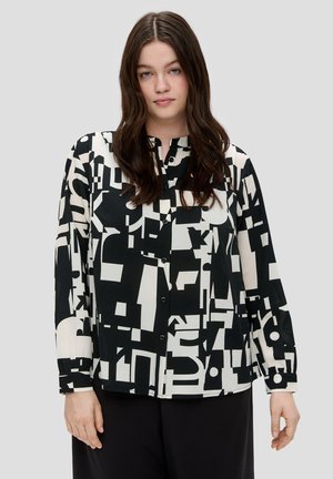 MIT RAFFUNG - Button-down blouse - schwarz