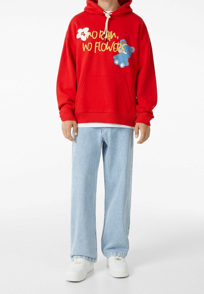 Sweat-shirt à Capuche BERSHKA - Rouge, Taille M, Coupe Crop Courte - Comme Neuf