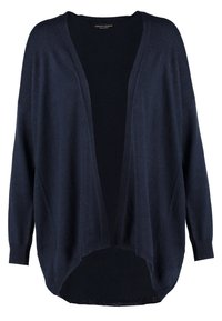 Námořnický pletený kardigán s volným střihem, širokými rukávy a hlubokým V výstřihem. Obsahuje texturované žebrové detaily na ramenou a zaoblený lem.