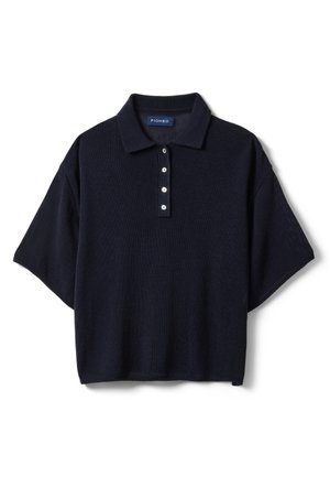 PIOMBO, BROWN REGULAR FIT POLO WITH ELBOW-LENGTH SLEEVES - Polo shirt - dark blue