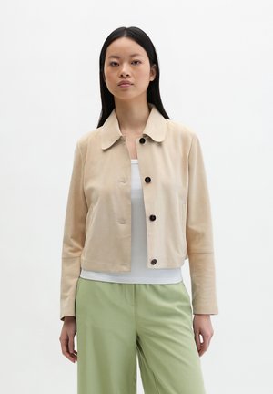 TURN DOWN COLLAR, WELT POCKETS, DETAILS - Lederjacke - linen beige
