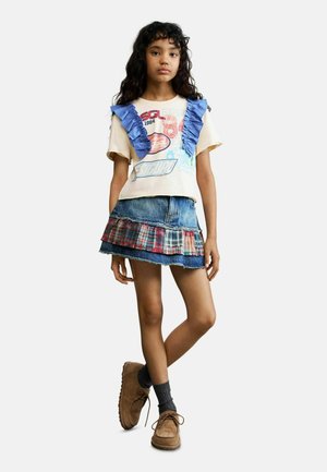 Desigual, PRINTED RUFFLE T-SHIRT - T-shirt imprimé - beige