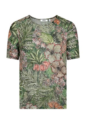 RUNDHALS MIT RÜCKEN-ARTWORK - Blouse - green-rose