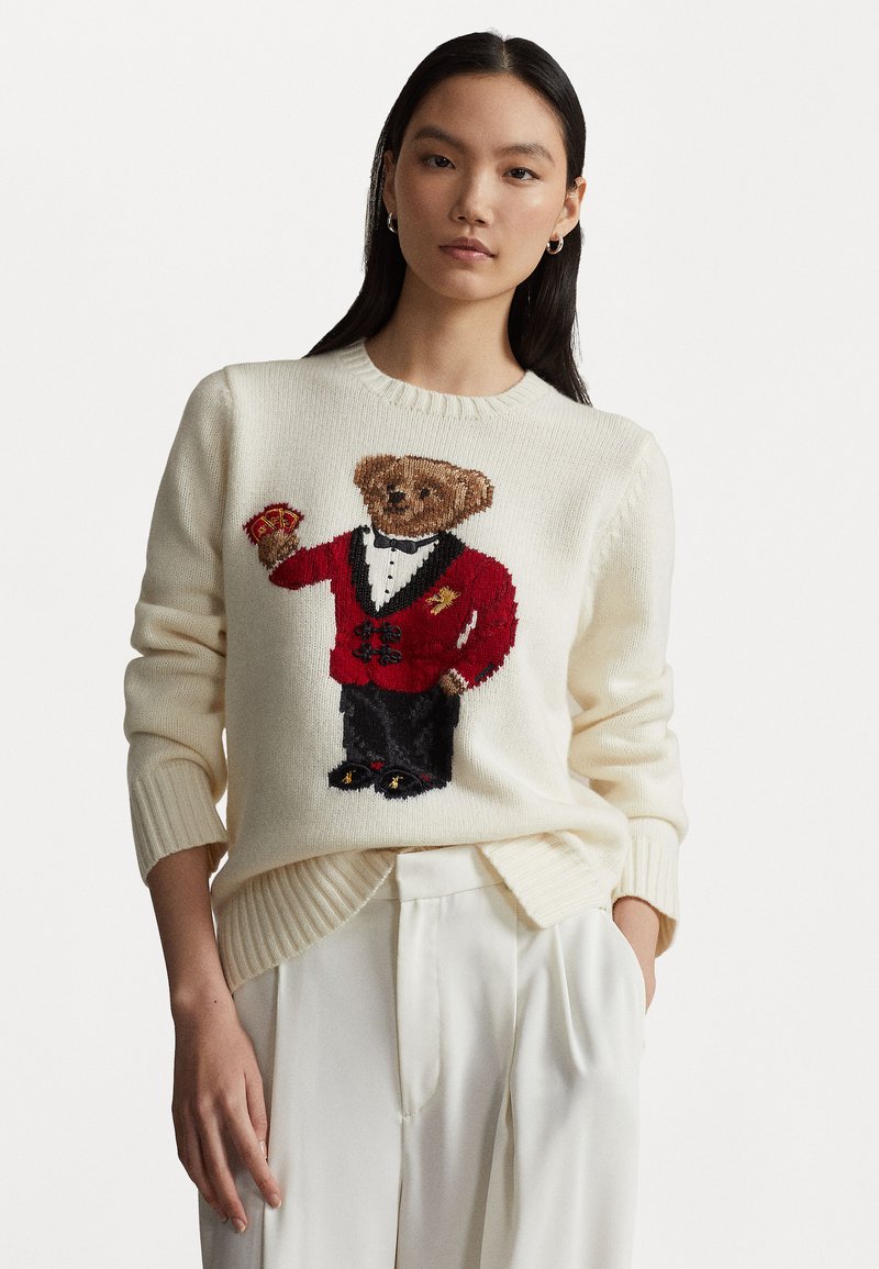 Polo Ralph Lauren BEAR LONG SLEEVE Strickpullover nevis/weiß Zalando.de