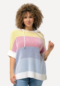 Ulla Popken BLOCK STRIPE HOODED SHORT SLEEVE - Triko s potiskem - off white