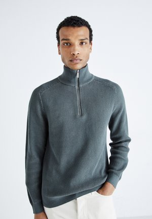 Selected Homme SLHOWN HALF ZIP - Strickpullover - stormy weather/fog