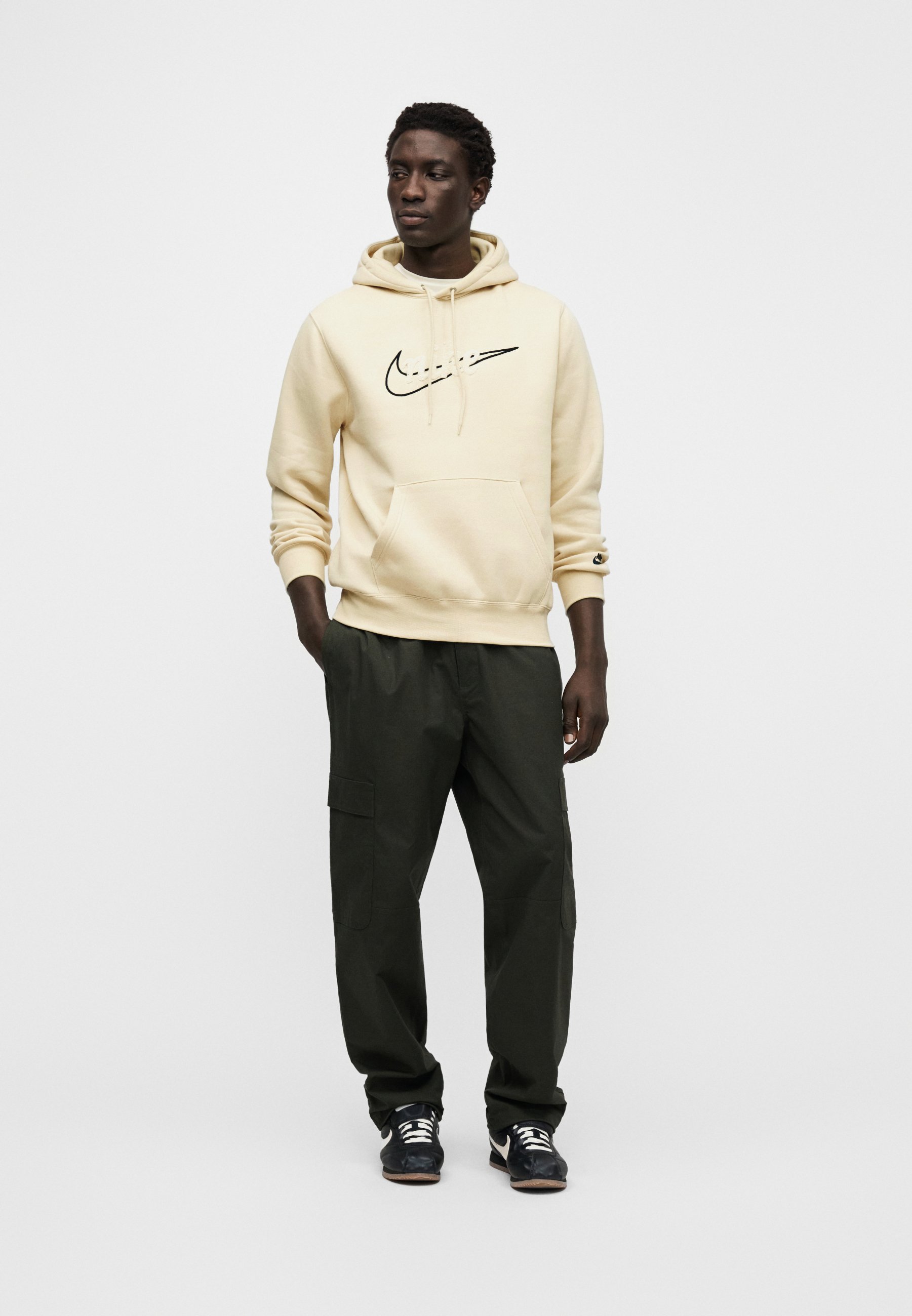 nike club hoodie khaki stone