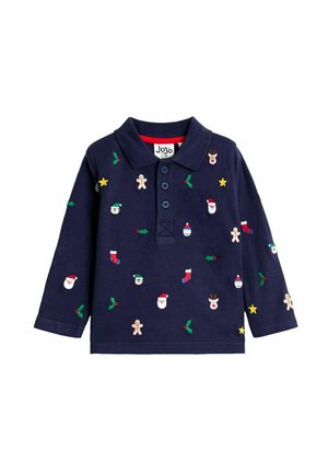 REGULAR FIT - CHRISTMAS EMBROIDERED - Polotričko - navy