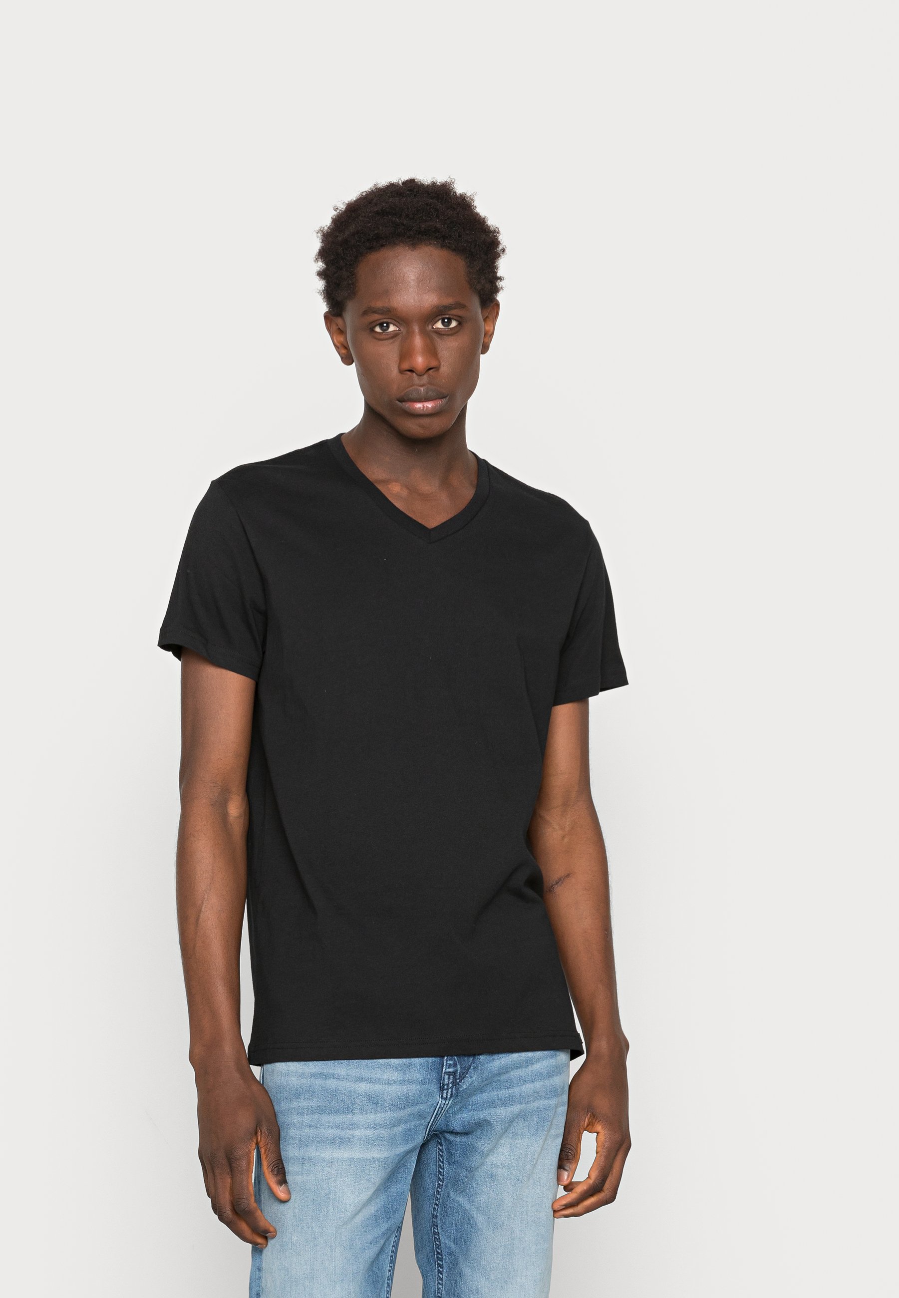 ◆LEE◆ Henry neck t-shirt black T-shirt Męski Lee Logo Tee In Washed Black L60UFQON