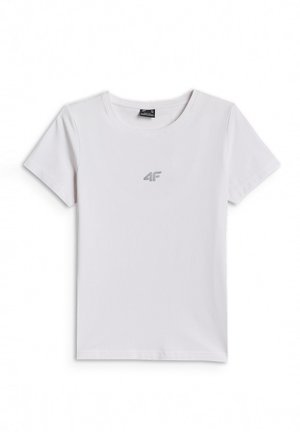 4F, 4F T-SHIRT SLIM GŁADKI DAMSKI - SZARY XXL - Basic T-shirt - white