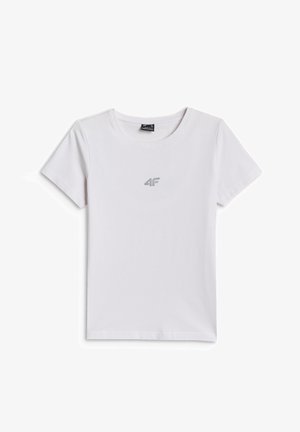 4F, 4F T-SHIRT SLIM GŁADKI DAMSKI - SZARY XXL - T-Shirt basic - white