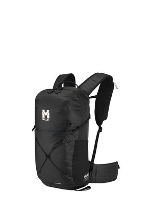 Sac à dos de randonnée Black Millet avec plusieurs compartiments, bretelles rembourrées, ceinture à la taille et cordon élastique à l'avant pour fixation du matériel.