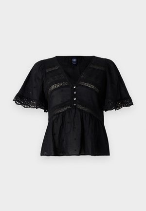 GAP FLUTTER EYELET FASHION SHIRT - Blouse - true black