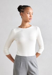Marc O'Polo 3/4 SLEEVE FINE BINDING AT NECK - Långärmad tröja - salty white