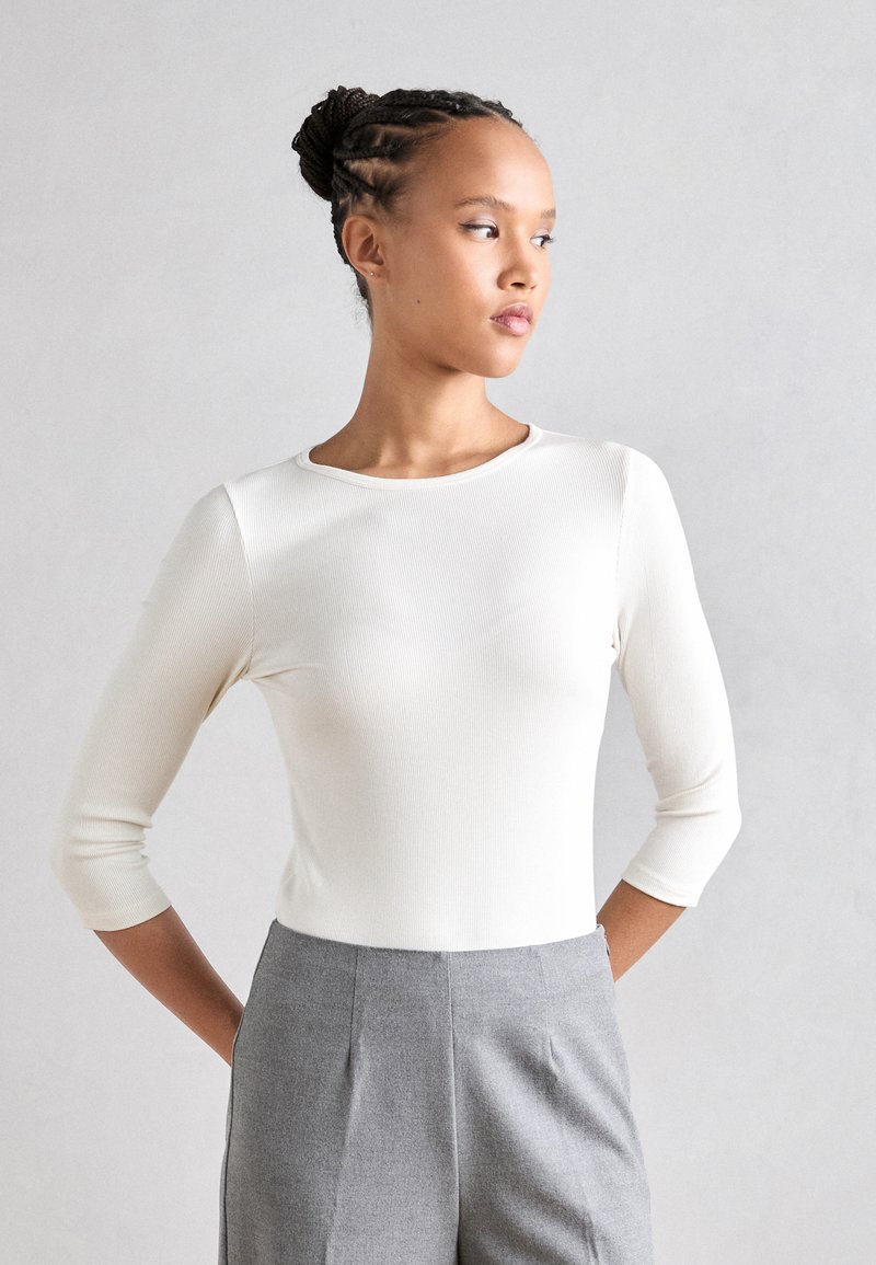 Marc O'Polo 3/4 SLEEVE FINE BINDING AT NECK - Långärmad tröja - salty white