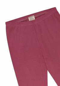 Bordeauxfarbene Leggings aus weichem Baumwollmix, mit einem einfachen elastischen Bund und ohne sichtbare Logos oder Muster. Glatte Textur, taillierter Bein Schnitt.