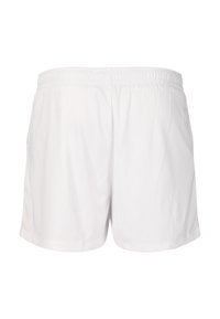 Hvide shorts med elastisk talje, glat tekstur og lige snit. Ingen lommer eller synlige sømme på bagsiden.