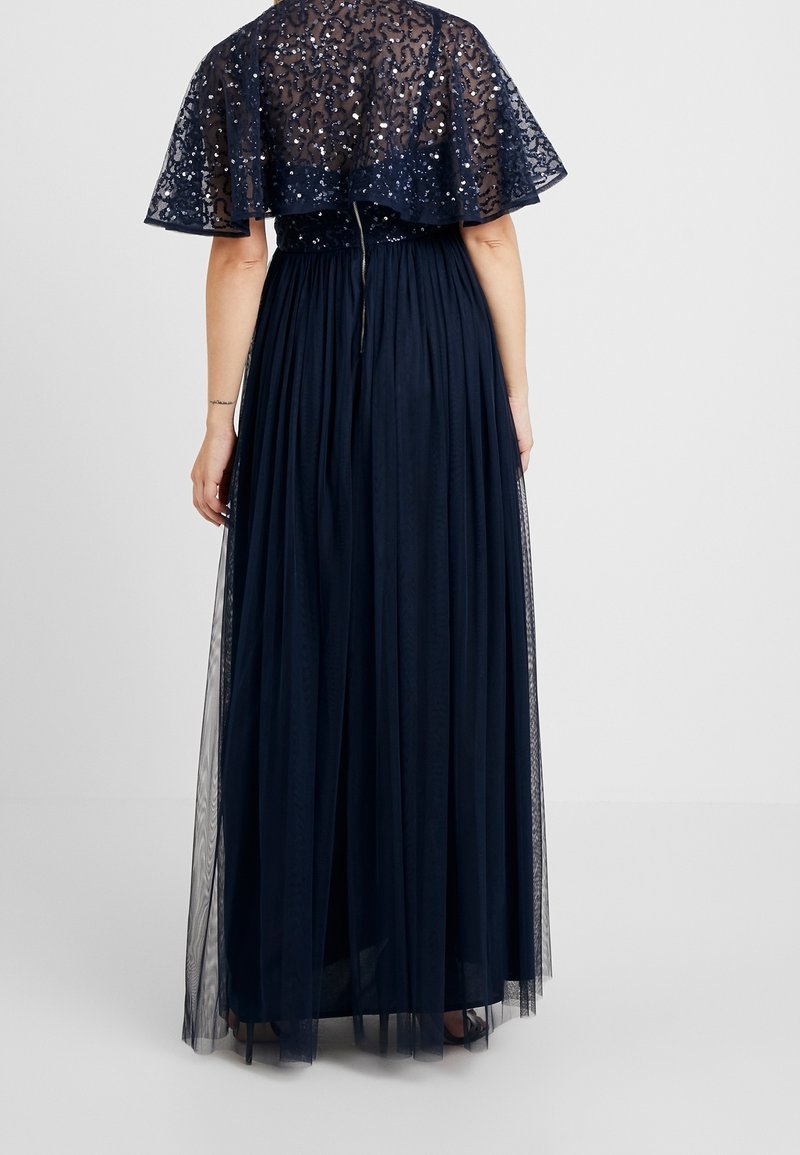 maya maternity sequin dress Maya Maternity Bridesmaid long sleeve maxi tulle dress with tonal delicate sequins in navy