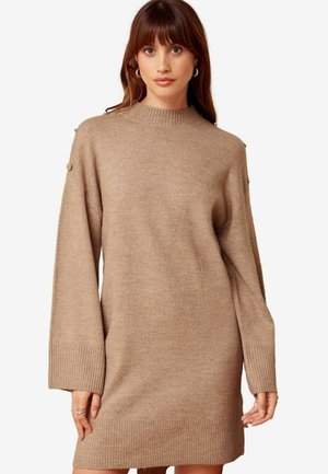 HIGH NECK BUTTON SHOULDER  - Džemperkleita - camel