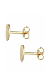 Guldøreknopper med et tekstureret rundt design med en glat kant og en klassisk stiftlukning for sikker fastgørelse.