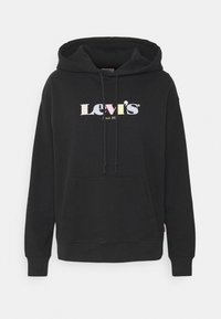 Czarna bluza z kapturem wykonana z bawełny, z przednią kieszenią, kapturem na sznurki i kolorowym logo "Levi's" na wysokości klatki piersiowej.