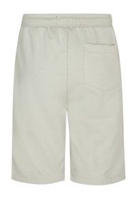 Lichtgrijze, katoenen shorts van een katoenmix met een elastische tailleband, inclusief een enkele achterzak en een gladde textuur. Casual ontwerp met rechte pijpen.