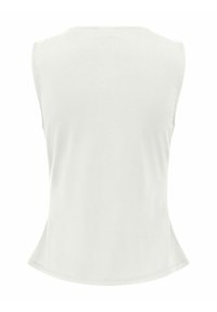 Haut blanc sans manches avec un col arrondi et une légère évasement en bas, vu de dos.
