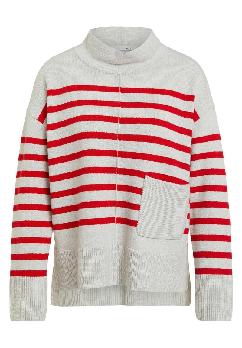 Damen Strickjacken | Oui Strickpullover white red/rot - UT08416 Damen Strickjacken | Oui Strickpullover white red/rot - UT08416