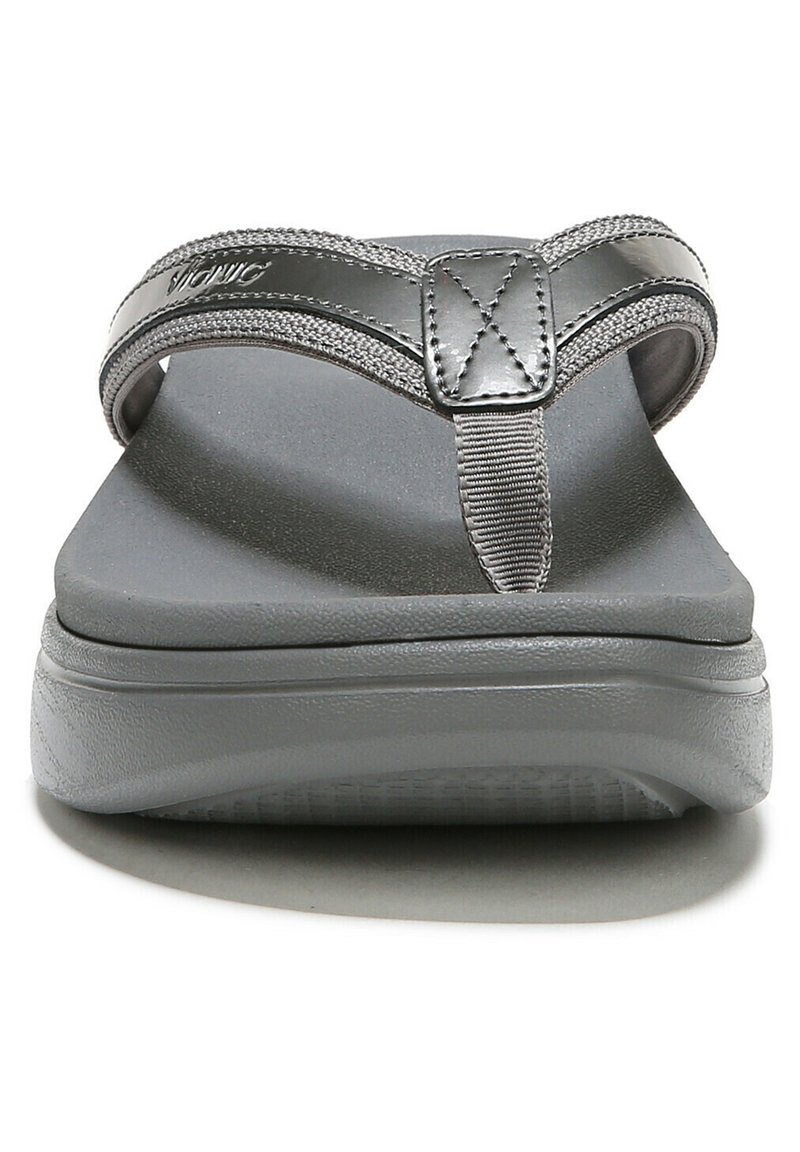 VIONIC HIGH TIDE Sandales tongs pewter metal patent/orange