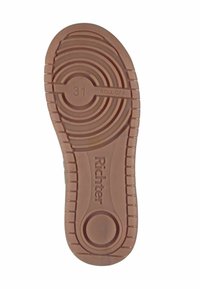 Rubber shoe sole in brown with a textured, ridged design. Features a circular accent and printed brand name "Richter" and size "31."