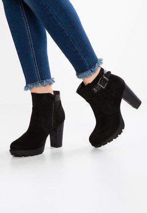 High heeled ankle boots - black