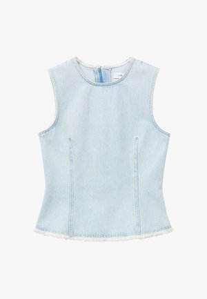 & OTHER STORIES, & OTHER STORIES RAW-EDGE DENIM TOP - Blusa - light blue
