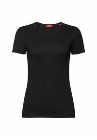 Zwarte T-shirt met korte mouwen, gemaakt van zachte katoen. Bevat een ronde halslijn en een rechte pasvorm met minimale naden en een subtiele merklabel.
