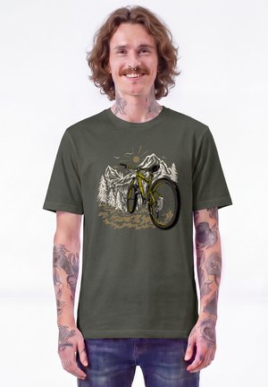 watapparel, MOUNTAINBIKE UND BERGE UNISEX - T-shirt print - khaki