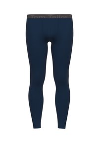 Marineblaue Thermoleggings mit glatter Oberfläche. Ausgestattet mit einem dunklen Bund, auf dem "Tom Tailor" eingeprägt ist. Figurbetontes Design für optimalen Komfort.